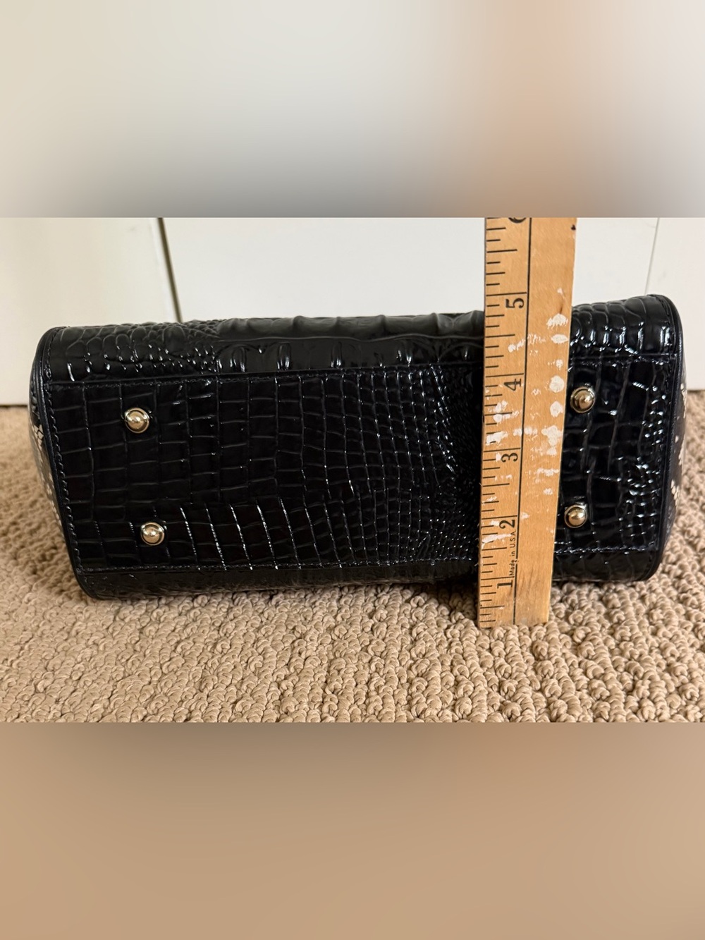Brahmin Camila Tote Black Blue Carryall Leather Bag Purse Dust Bag Large Handbag - Picture 6 of 16